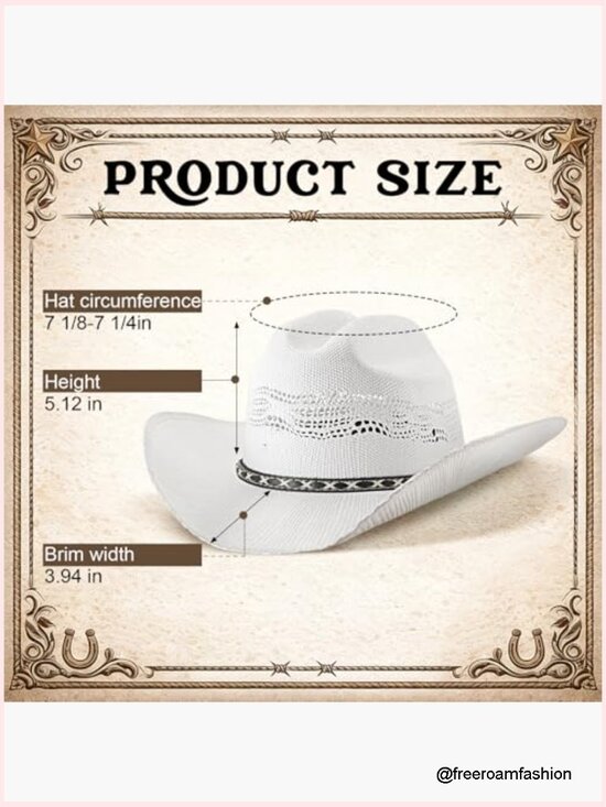 Straw Cowboy Hat with Cattleman Crease Western Sun Hat for Concert Rodeo main image 6